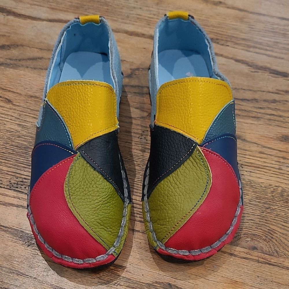 Colorful Patchwork Leather Loafers